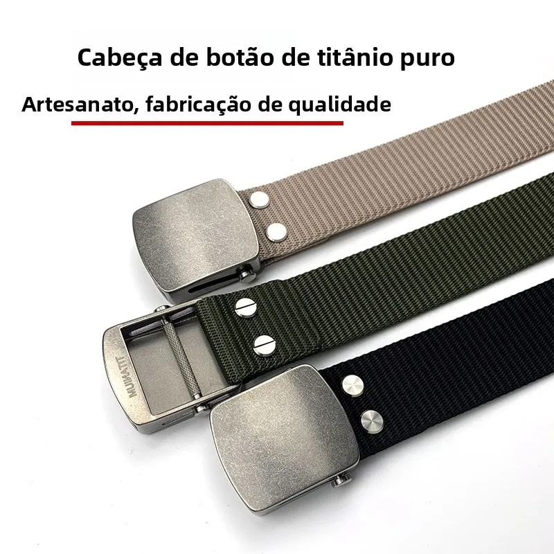 純チタンバックルベルトメンズアウトドアタクティカルナイロンウエストベルトチタン合金抗アレルギー調整不要マルチカラー
