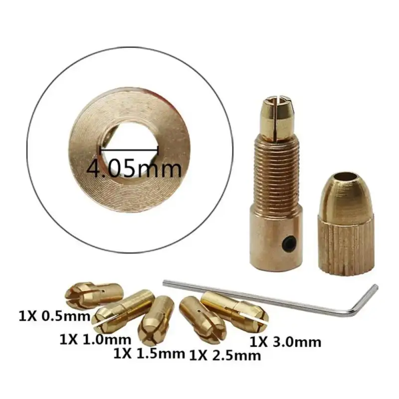 Mini Drill Chuck Collet Set For Electric Motor Shaft Fit Micro Twist Drill Brass Cartridge Rotary Tool Bit Clamping Nut Adapter