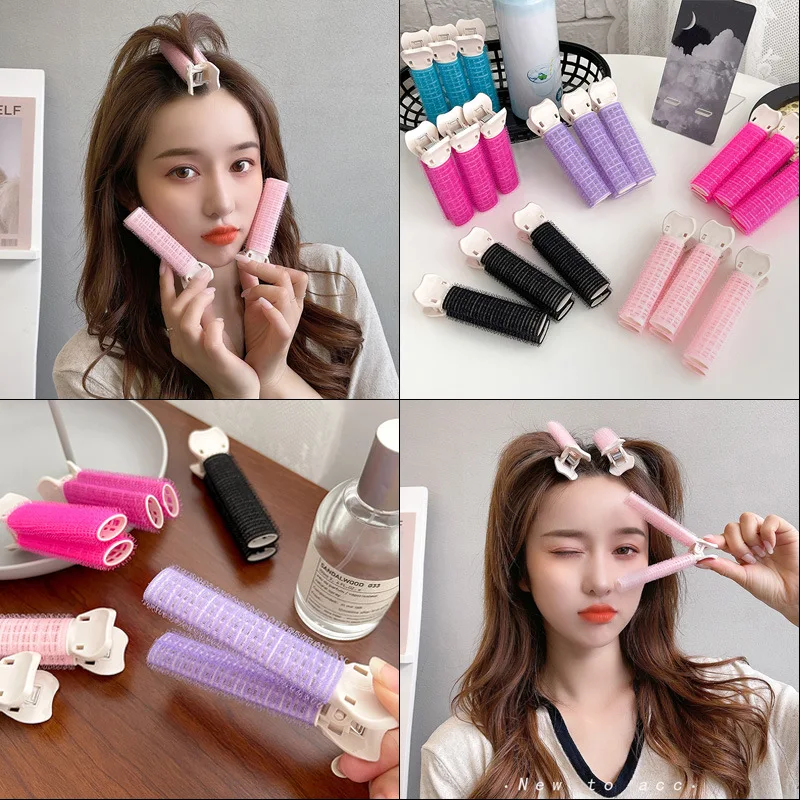 Fashionable natural fluffy hair clip hair root fluffy hair clip fixed bangs lazy plastic curling tube candy color curling tool