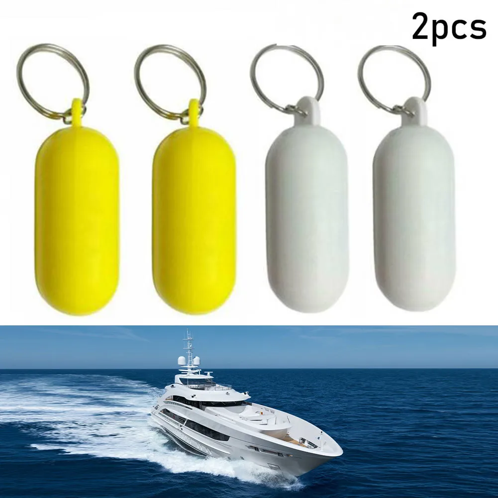 2pcs Car Keys Ring Floating Keychains Yellow ABS Float Keychain Marine Sailing Boats For Boating Trips Buoyants Keys Ring