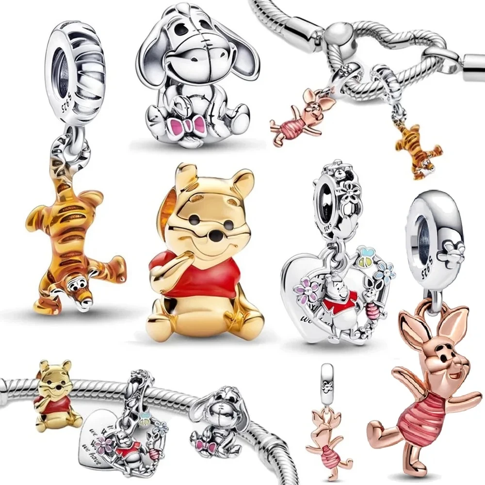 Disney Winnie the Pooh Tigger Charms 100% S925 Beads Fit Pandora Bracelet Sterling Silver DIY Jewelry Kids Women Birthday Gifts