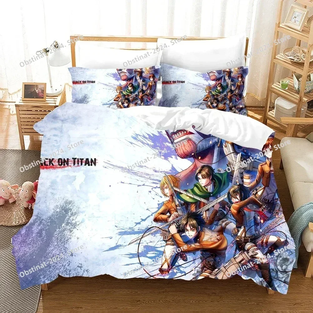 New Attack On Titan AOT Bedding Set Anime Levi Duvet Cover Queen King Size Pillowcase Bed Printed Aldult Kid Bedroom Single Twin