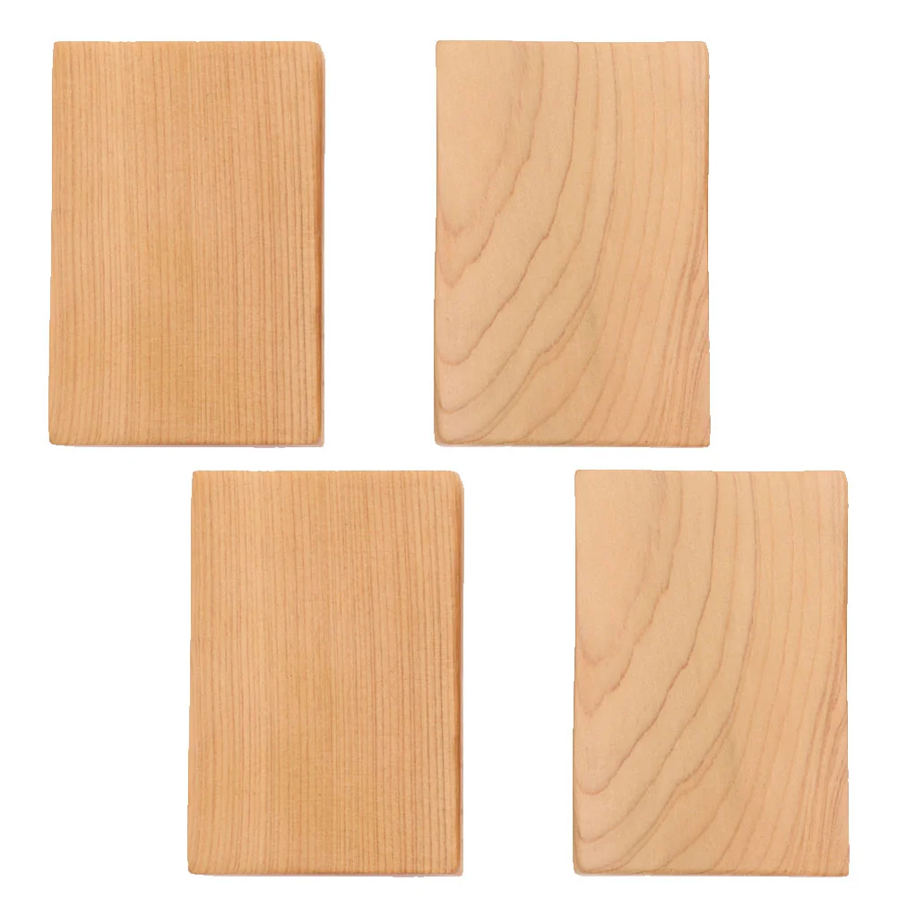 2 Pcs Thicken Wooden Block DIY Craft Cutout Smooth Wood Block for Crafts Project (Wood Color) unfinished wood block