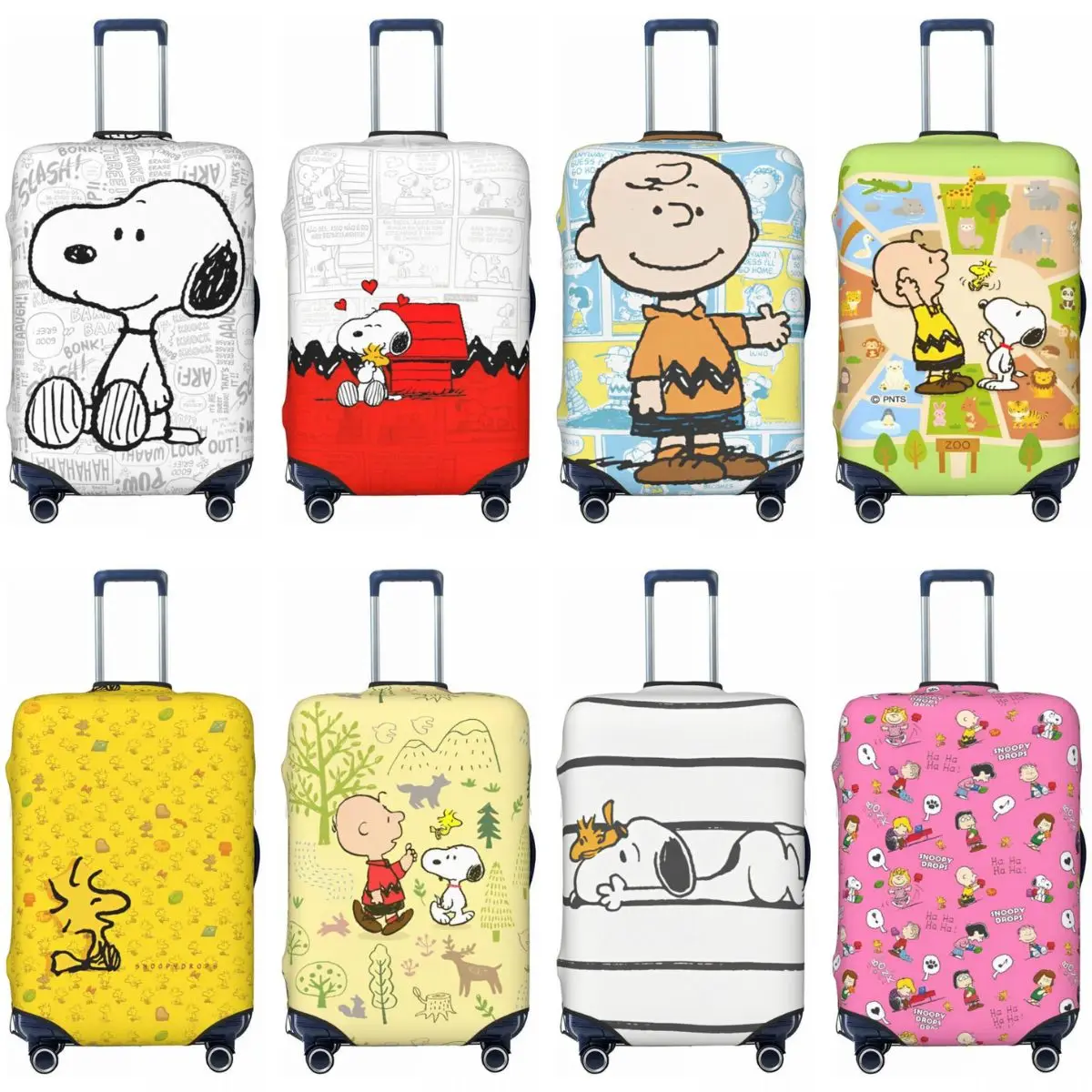 

Dog On Black White Comics Suitcase Cover Holiday Cruise Trip Fun Luggage Accesories Protector