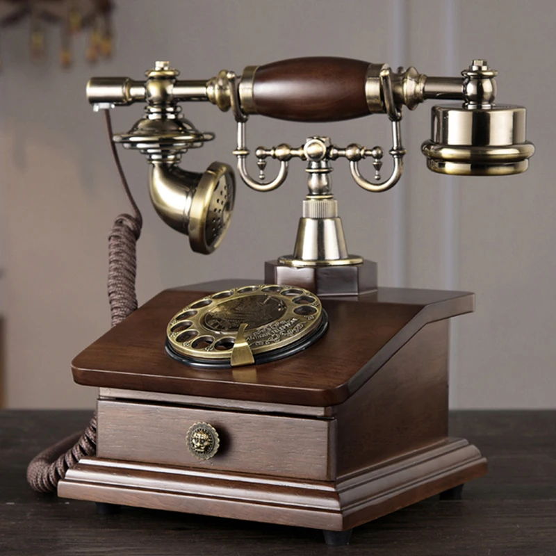 Retro Corded Rotary Telephone With Electronic Ringtone, 1 Drawer, Classic Style Dial Telephone For Home And Office Decoration