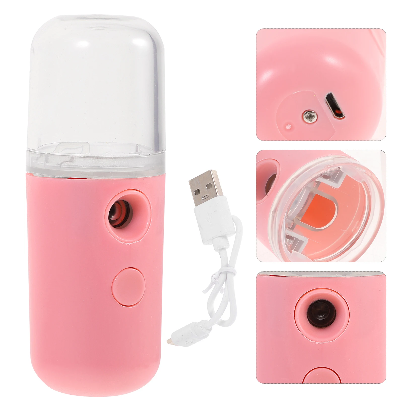 

Mini Facial Steamer with USB Charging Nano Mist Sprayer Handheld Portable Face Hydrator Nourishing Skin Care Device Pink