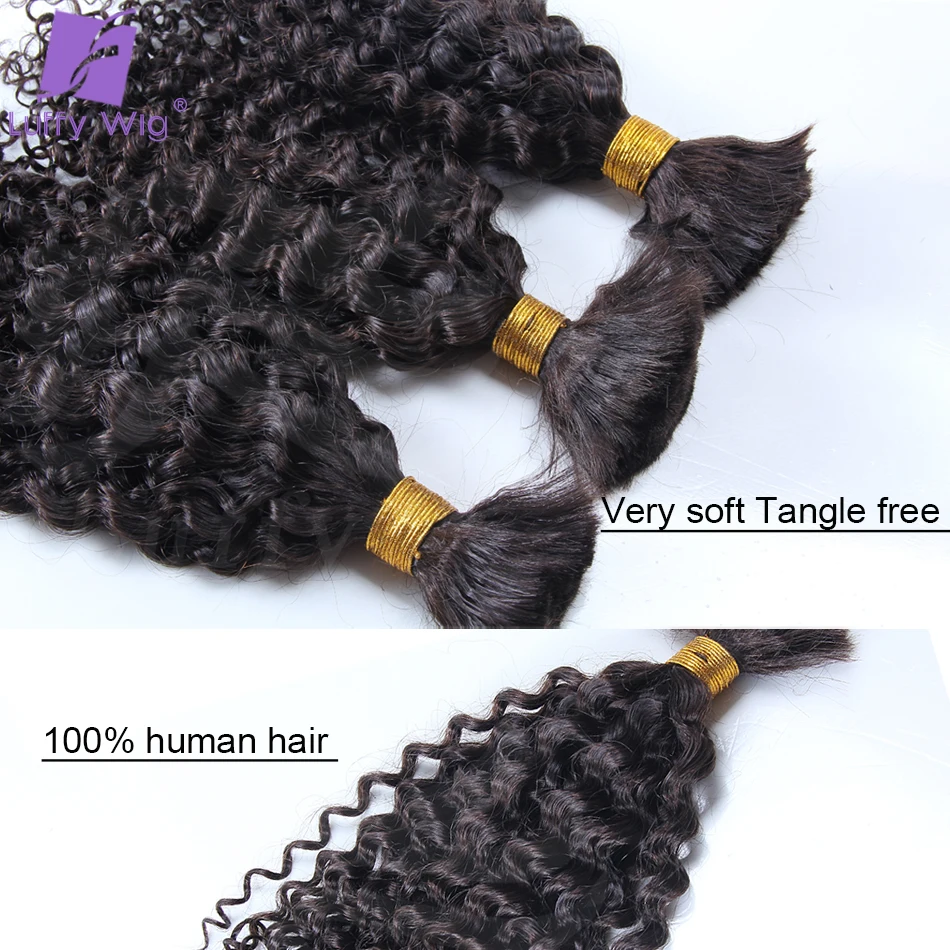 Cabelo Humano em Massa para Trança, Onda Profunda, Sem Trama, Duplo Desenhado, Terminais, Cabelo Encaracolado Burmese, Pacotes para Tranças Boho