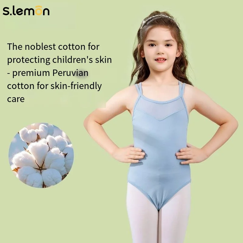 S.lemon Bambino Ragazze Balletto Body Sling Maglia Costume da ballo Bambini Ginnastica Outfit Estate Performance Wear 90-150 CM