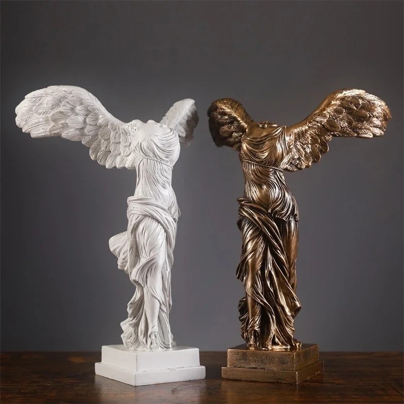 Ancient Greece Winged Victory Sculpture Handmade Resin Nike Goddess Statue Louvre Mythology Figure Artwork Ornament Decor Craft