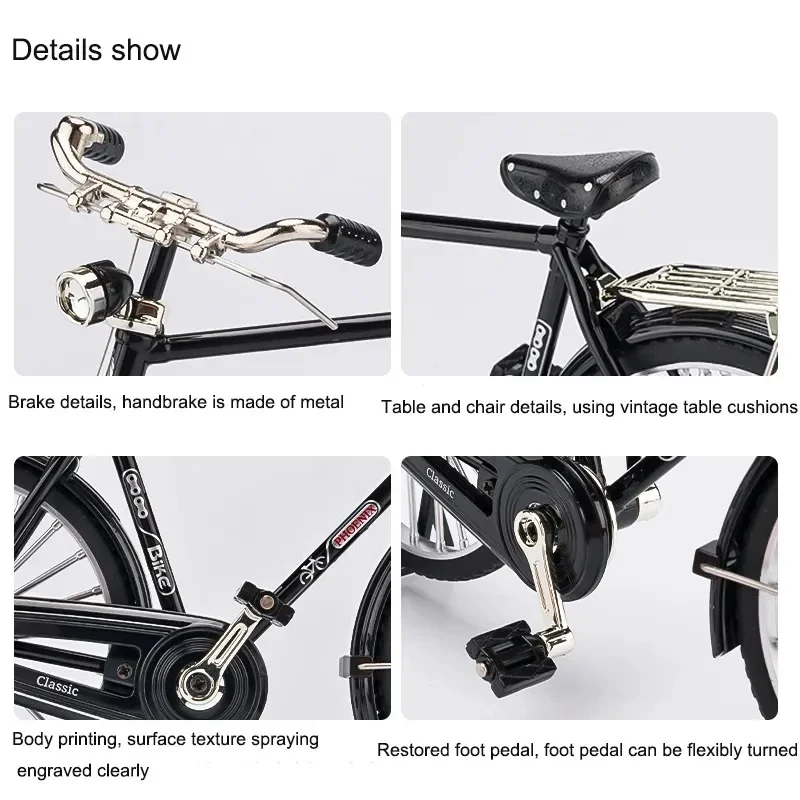 1:10 DIY Mini Retro Alloy Bicycle Diecast Model Metal Bike Sliding Assembled Version Simulation Collection Gifts Adult Boys Toys