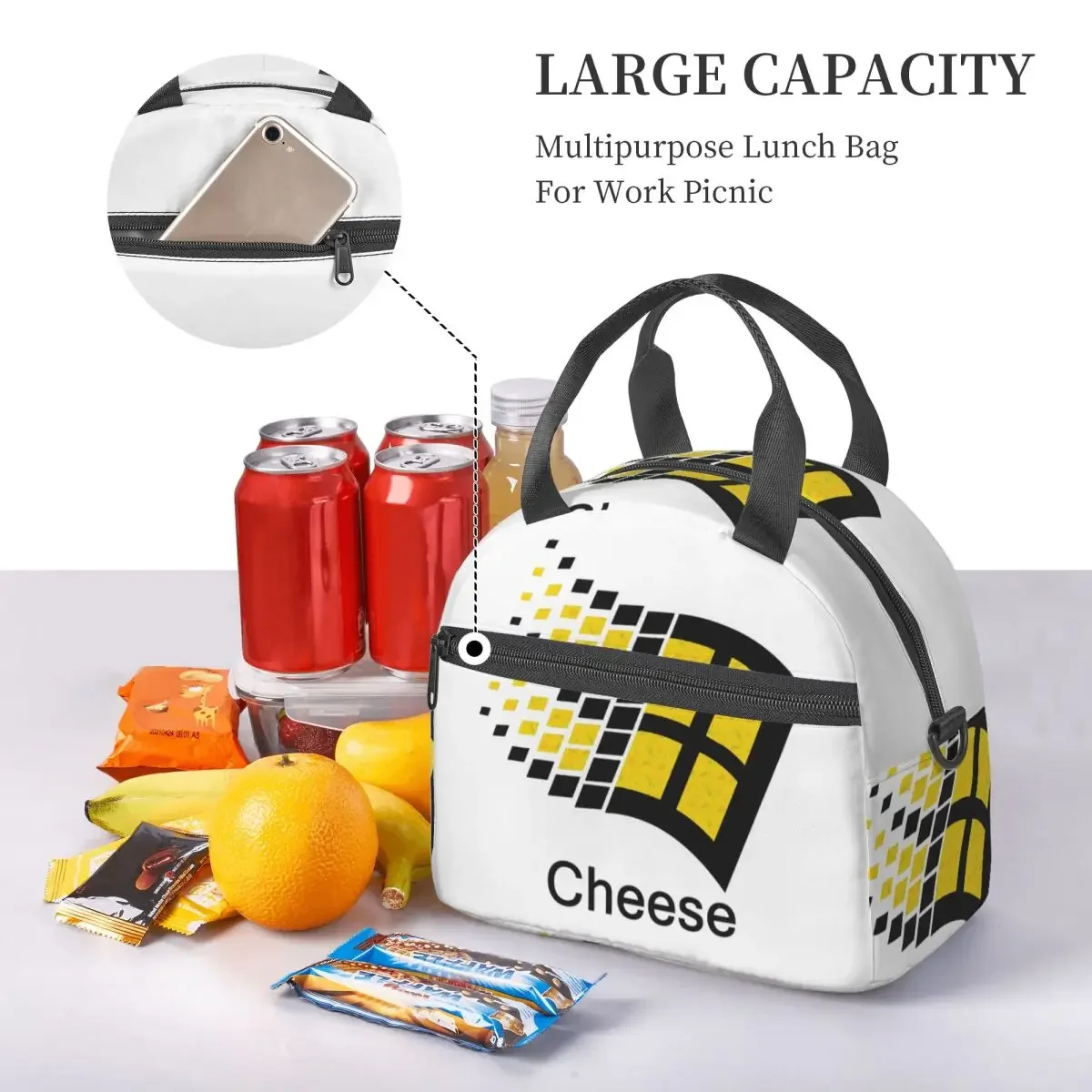 Windows 95 Geeks Nerd sacs à déjeuner en maille boîte à Bento isolée fourre-tout sacs de pique-nique réutilisables sac thermique plus frais pour femme fille travail