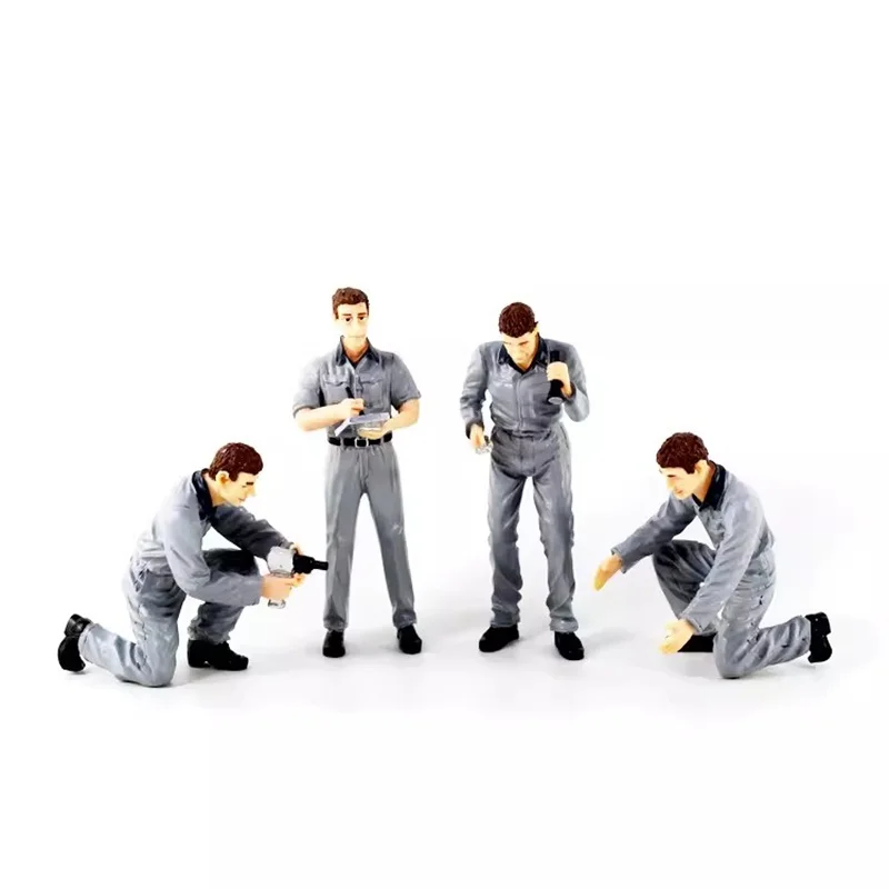 

1/18 масштаб 4 шт., модель ремонтника из смолы, ремонт автомобиля, заводской ремонт, аксессуары для сцены, экшн-фигурка, игрушка, подарочная коллекция