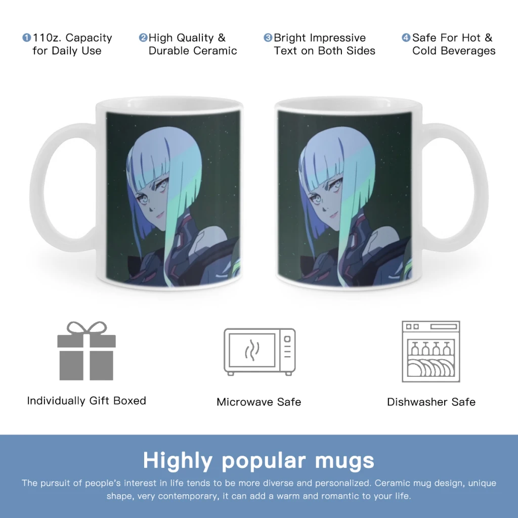 Anime C_Cyberpunks C-Cool E-Edgerunners Free shipping 11OZ Coffee Mug Beer Mugs Tea Milk Cup For coffee Surprised Gift