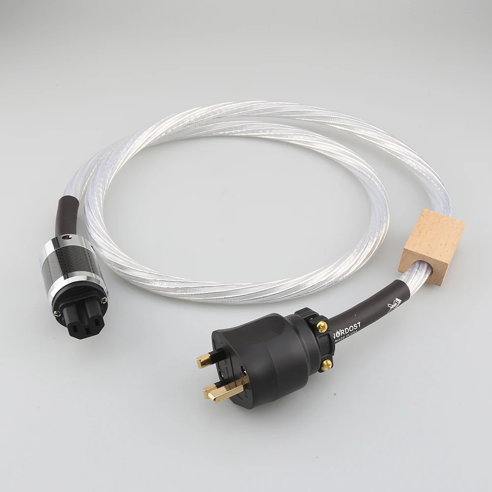 High Quality Nordost ODIN UK Connector IEC C15 8N OCC Silver Plated Power Cable With Gold plated  Female connector plug