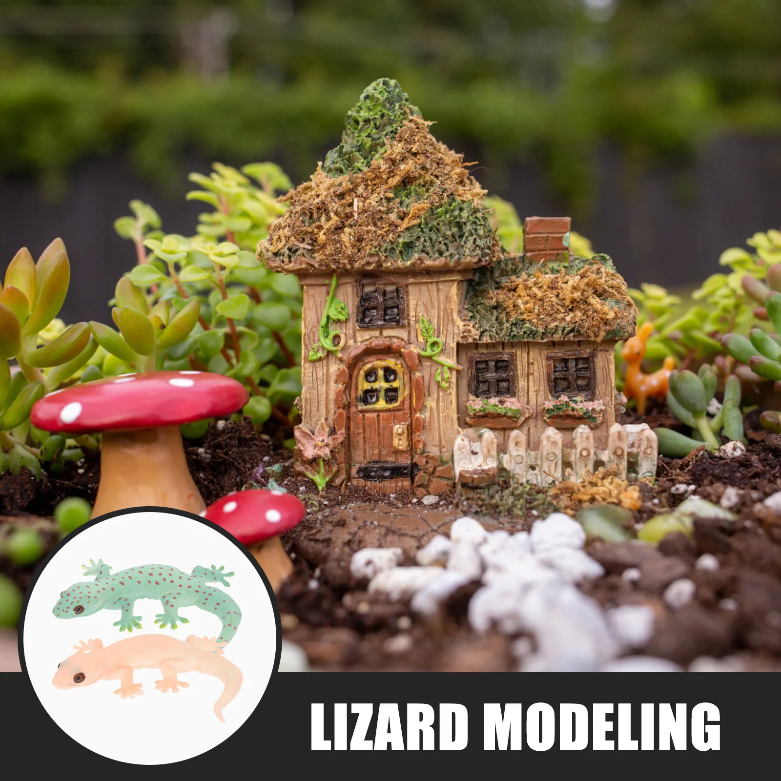 

2Pcs Realistic Lizard Adornment Durable Not Easy to Tear Fade for Garden Bonsai Decor Simulation Lizard Figurine