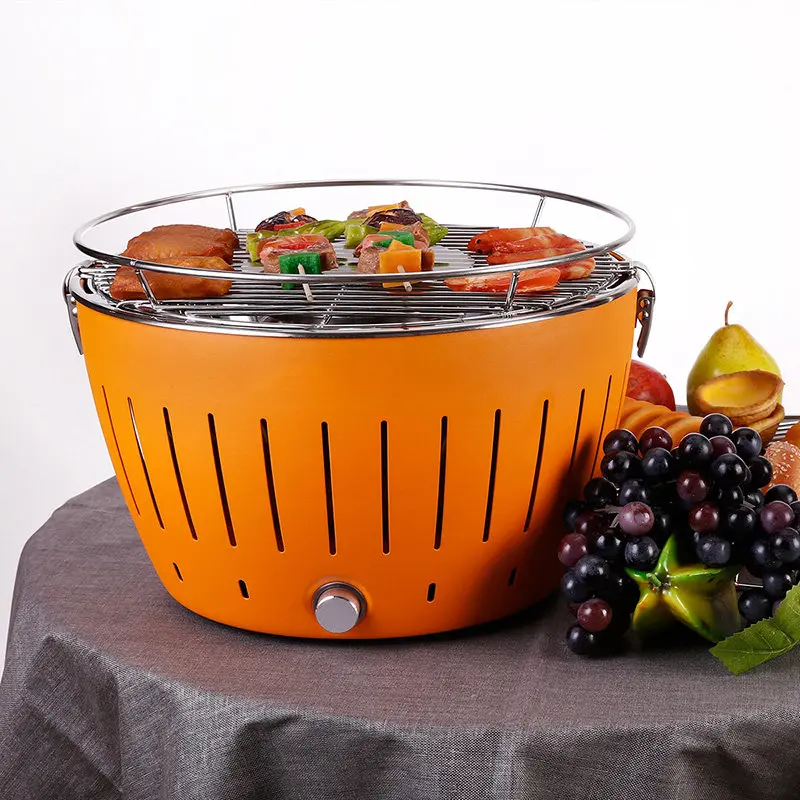 Portable BBQ Charcoal Grill, Household Lotus Grill, with Internal Fan, Smokeless and Anti-scalding Grill