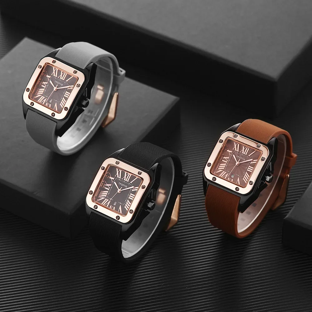 Quartz Movement  Roman Square Watches  Fashion Wristwatch Ladies Rose Gold Watches Gift For Girlfriend Men Clock Female