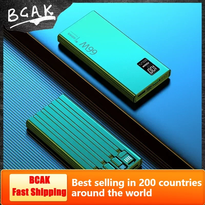 HOT Real Capacity BCAK 30000mAh 66W Fast Charging with Built-in Cable, Power Bank, Large Capacity Mobile Power Supply Gift Whole