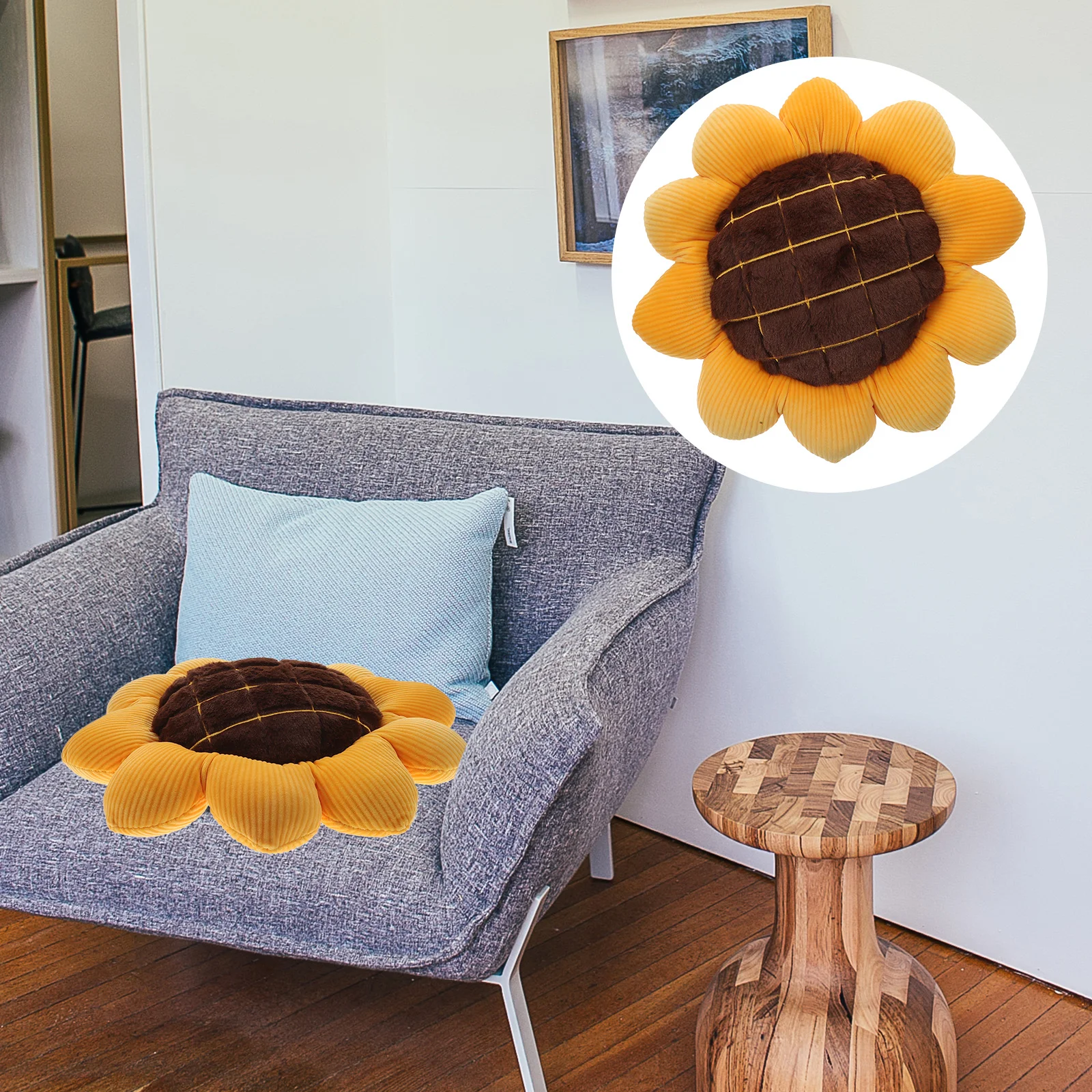 

Sunflower Floor Pillow Sofa Throw Cushion Ground Mat Home Elastic Super Soft Student