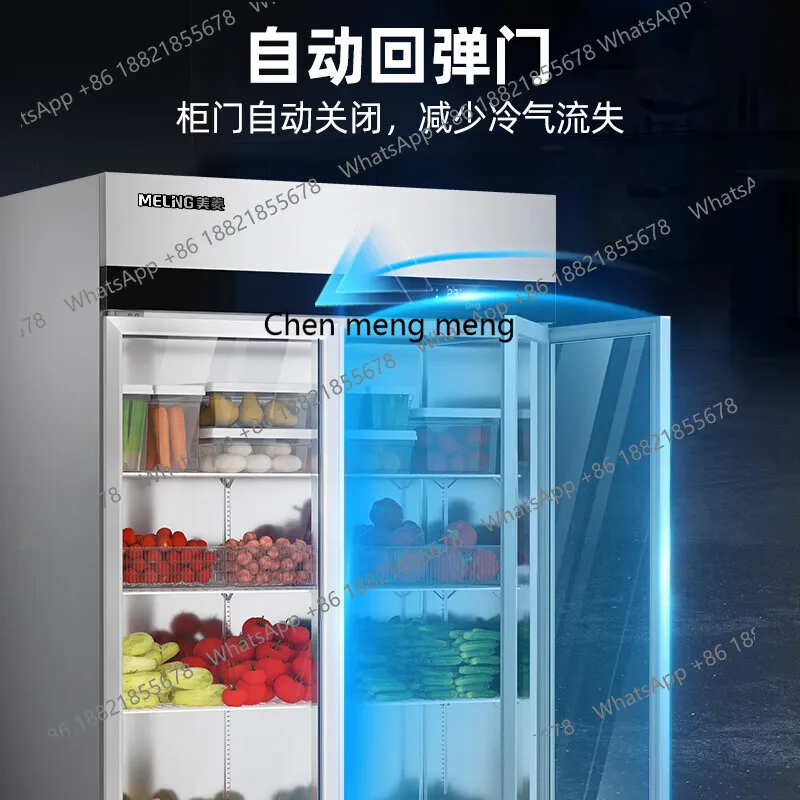 Armário de exibição comercial refrigerado e fresco, cozinha em aço inoxidável, refrigerador totalmente em cobre, grande capacidade