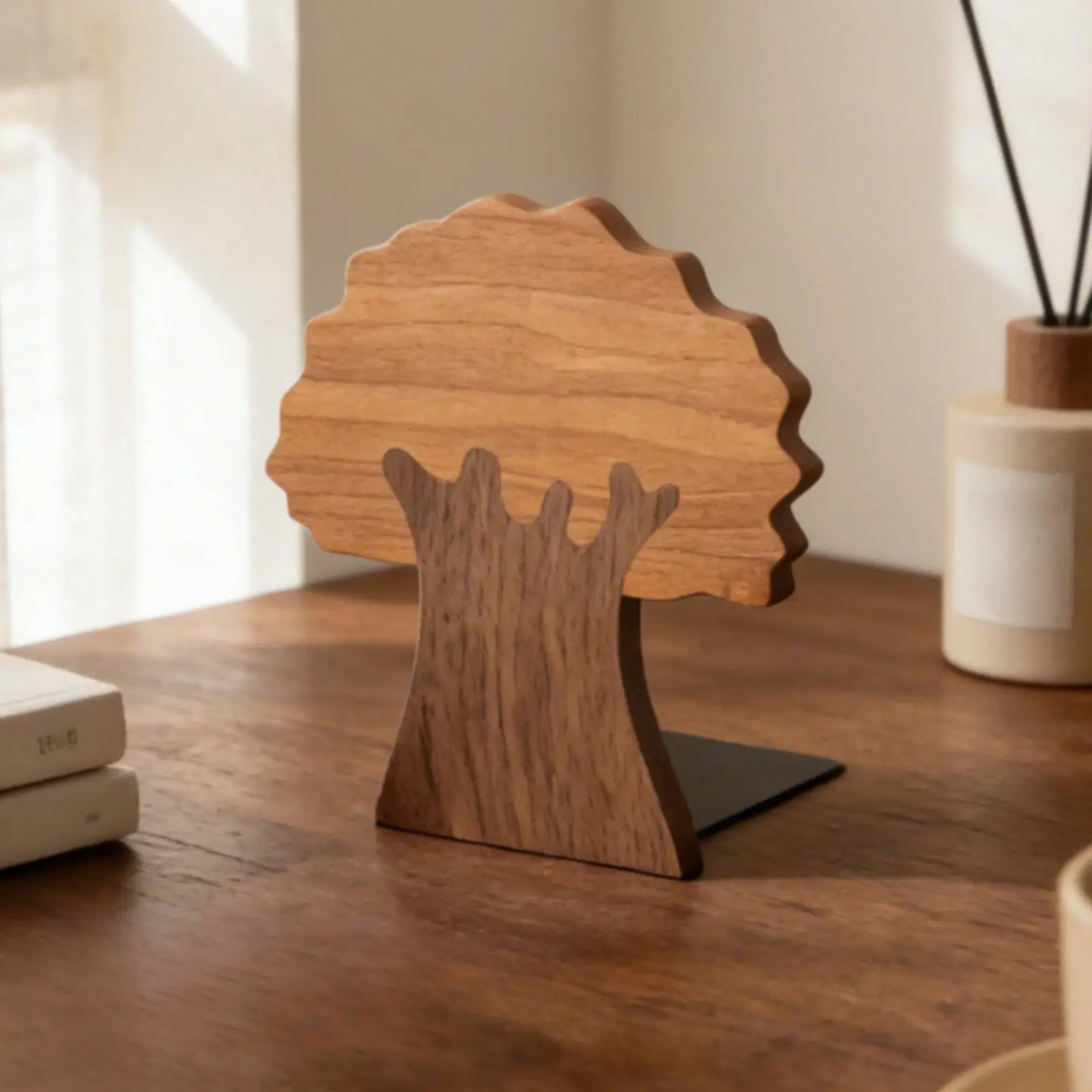 Wood Book Stand Original Design Wooden Bookends Rust-Resistant Wooden Book
