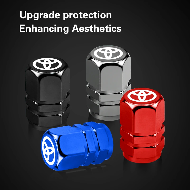 4 قطعة قبعات صمام إطارات السيارة شعار غطاء معدني مقاوم للغبار لتويوتا كراون فورتشنر كروزر أوريس Vellfire ألفارد كامري CHR Rav4 Aygo #4