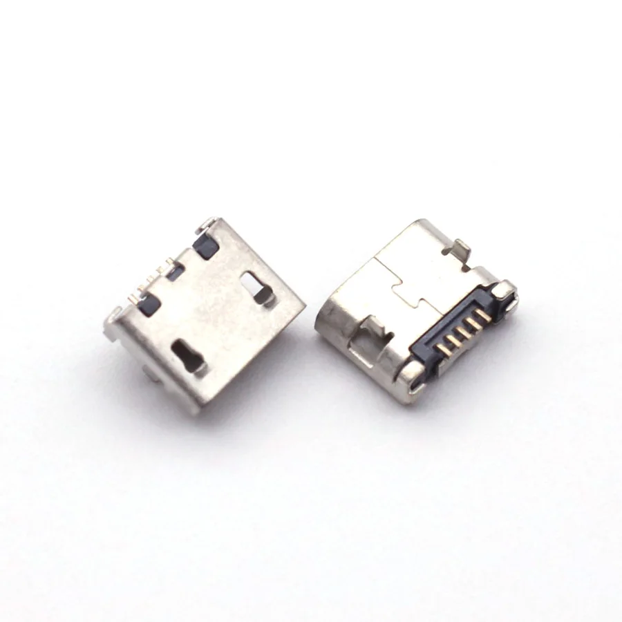 

100pcs micro USB 5pin 5.9mm DIP2 no side B type Flat mouth without curling side Female Connector For Mobile Phone Mini USB