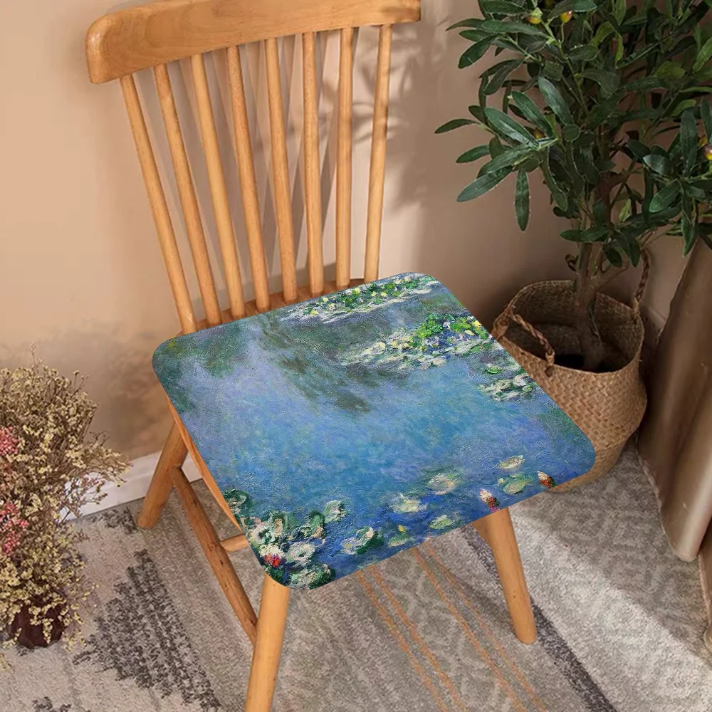 Claude Monet Painting Art Aesthetic Modern Minimalist Style Plush Cushion Home Back Cushion Soft Comfortable 50x50cm Chair Mat