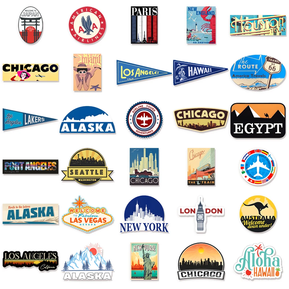 30 قطعة الطريق الشعبي الأمريكي 66 حزمة ملصقات كرتونية ممتعة يمكنك صنعها بنفسك حافظة هاتف يدوية لحساب دفتر التزلج #4