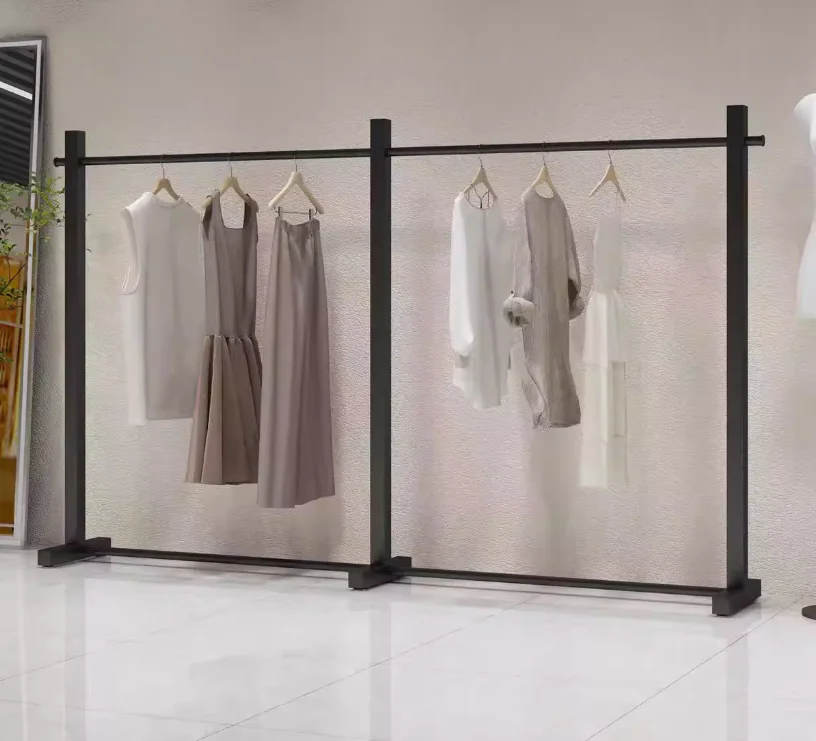 

Clothing Storelight Luxury Iron Clothing Store Island Hanger With Shelving Internet Celebrity Women's Clothing Store Island Disp