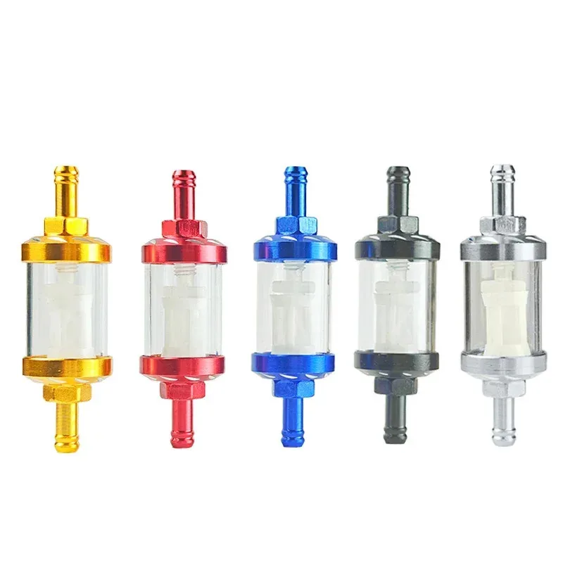 CNC Aluminum Transparent Inline Fuel Filter - Universal Motorcycle Oil Filter Motorbike Performance Modification Part