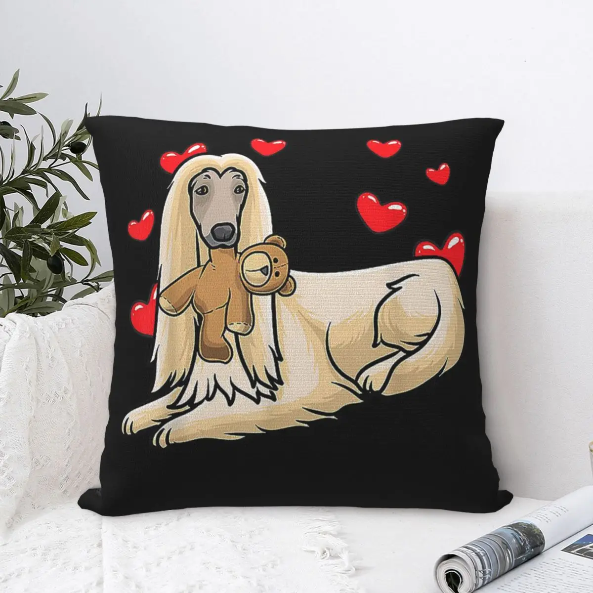 Afghan Hound Lover Square Pillowcase Polyester Pillow Cover Velvet Cushion Decor Comfort Throw Pillow For Home Bedroom