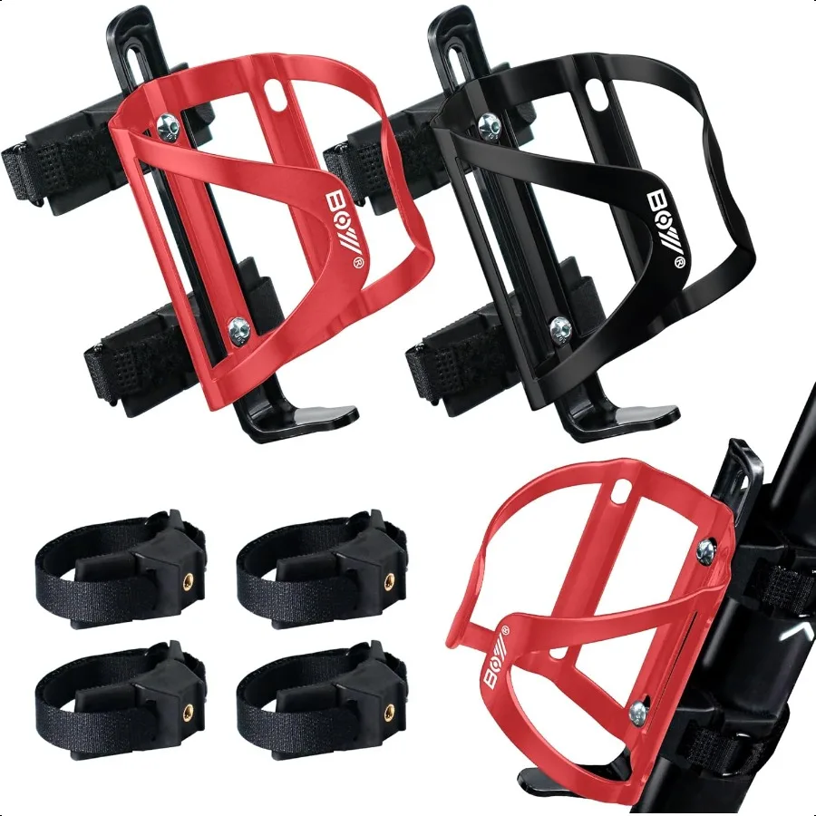 

Bike Water Bottle Holder Bottle Cage Mount for Adults + No Screw + + Adjustable Strap + Aluminum Alloy + Lightweight + Portabl