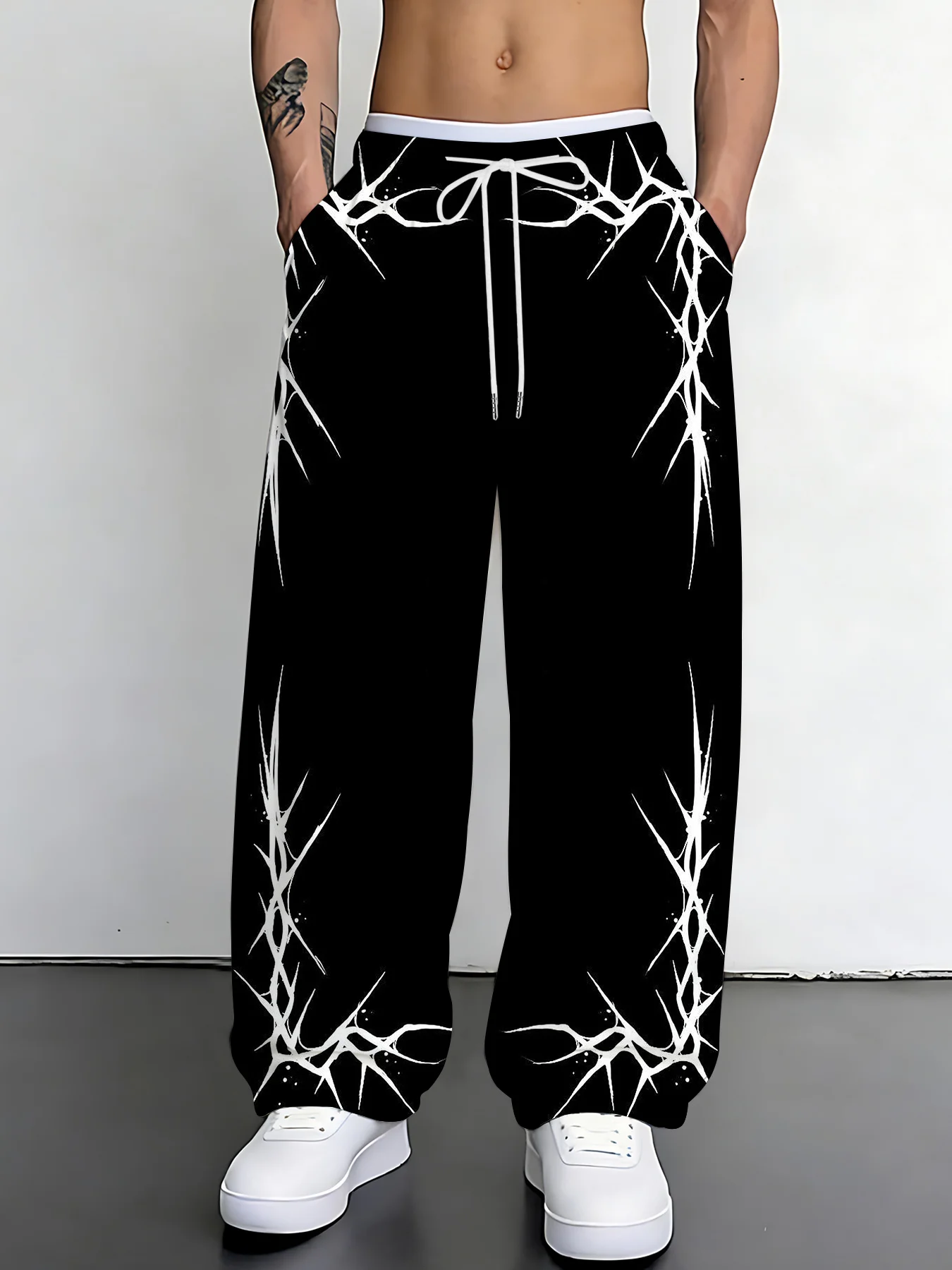 Gothic Fashion Street Trend Men's and Women's Plus Size Loose Retro Printed Pants Casual Sports