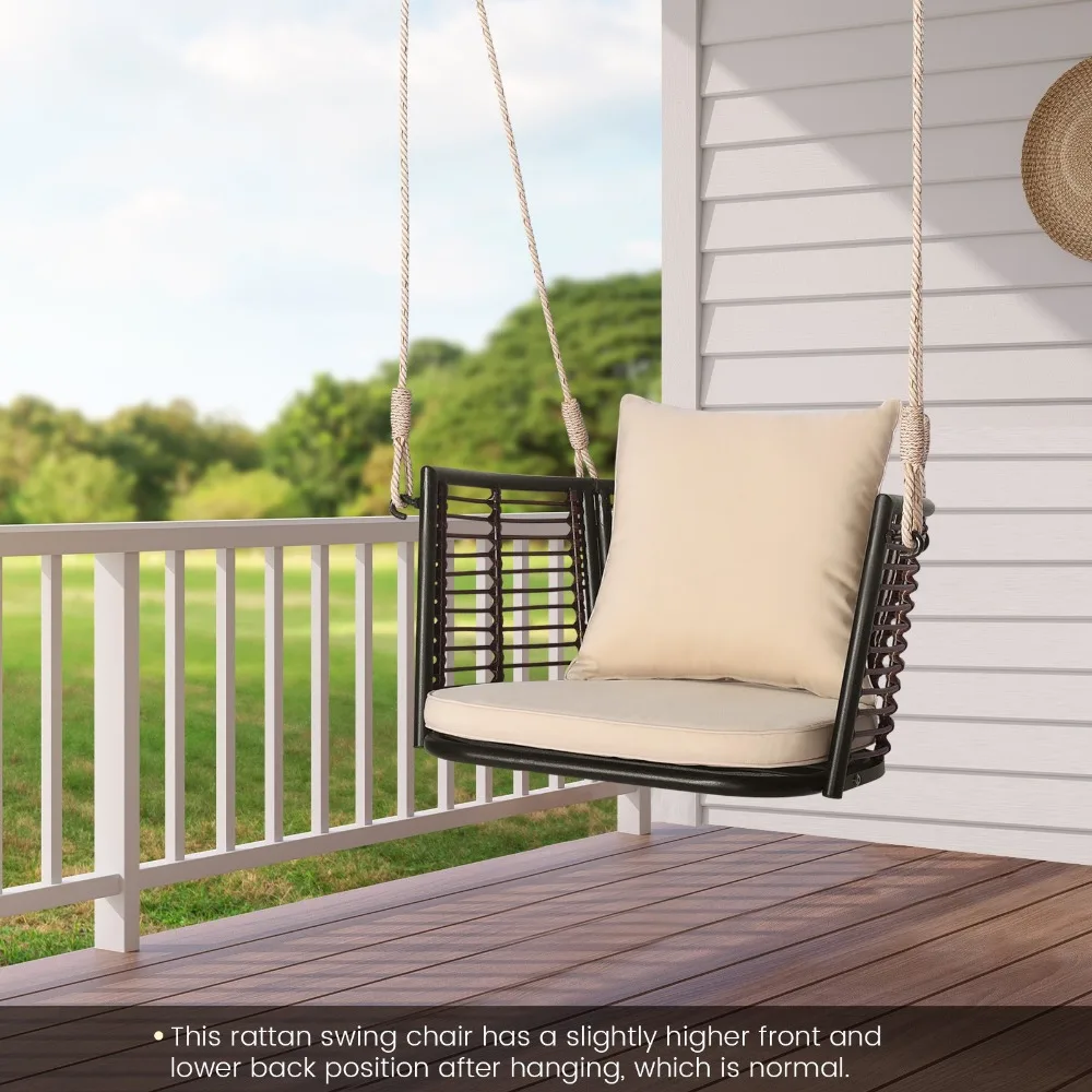 

Hanging Rattan Basket Chair Swing Hammock Chair with Seat Cushion