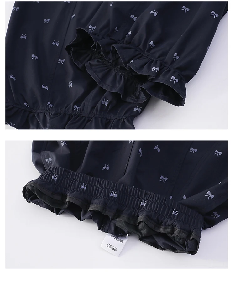 Elegante Kinder-Freizeithose mit Rüschen und Schleife für Mädchen im Alter von 5, 6, 8, 10, 12, 14 Jahren, Marineblau – Detail 14
