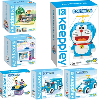 KeeppleyAnime Figure Cartoon Doraemon TV Nobita&#x27;s Room Time Machine Building Blocks Bricks Sets Kit Movie Dolls Kids Toys Gift
