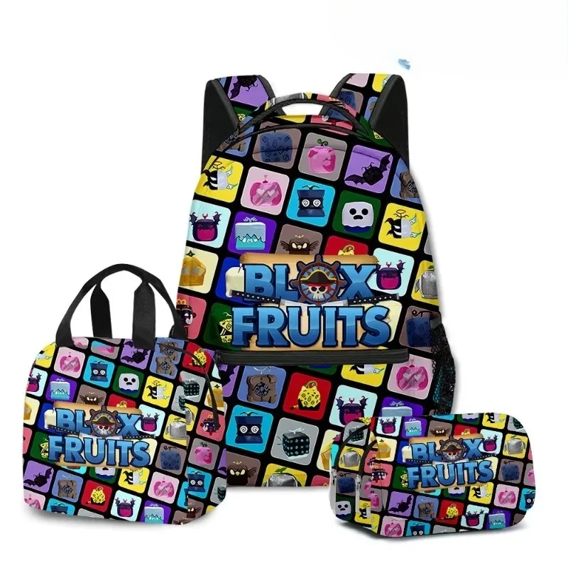 

Robloxs Game Blox Fruits Primary and Secondary School Students Schoolbag Backpack Lunch Bag Pencil Bag School Bag 3pcs/set
