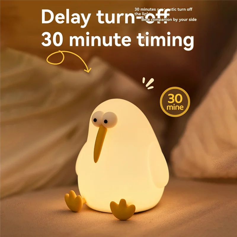Hot Sale-Squishy Kiwi Bird Lamp Rechargeable Dimmable Silicone Nursery Toddler Animal Nightlight Fun Decor For Children