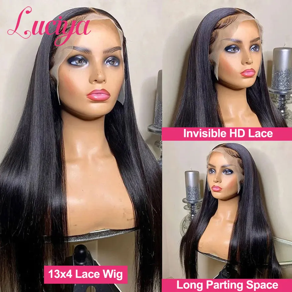 13x4/13x6 HD Transparent Lace Front Human Hair Wigs Pre Plucked Brazilian Straight 360 Lace Frontal Wig 4x4/5x5 Lace Closure Wig