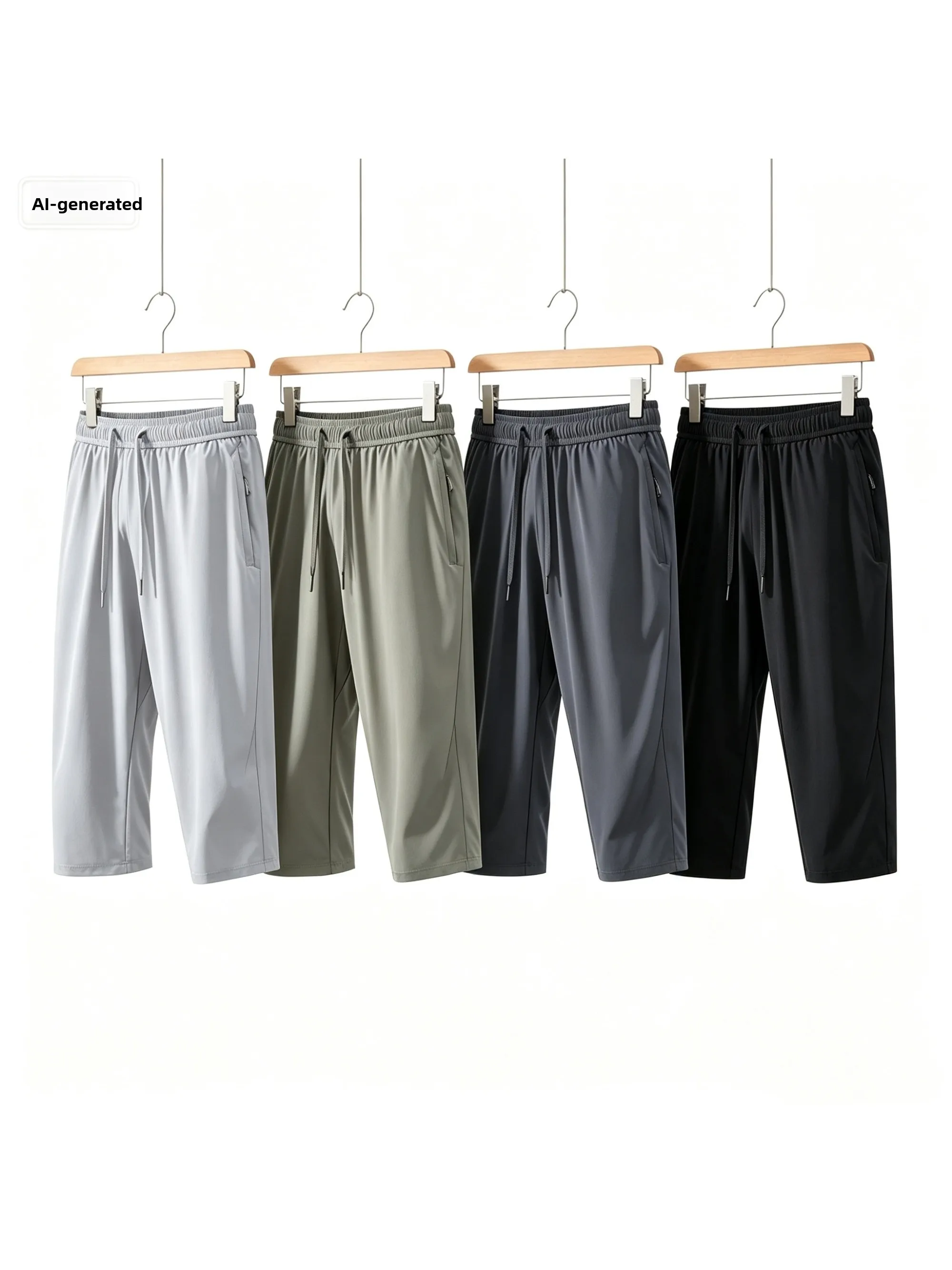 Cooling Top Half! Four-Sided Elastic! Men's Summer Elastic Waist Sports Casual Three-Proof Seven-Foot Pants Shorts