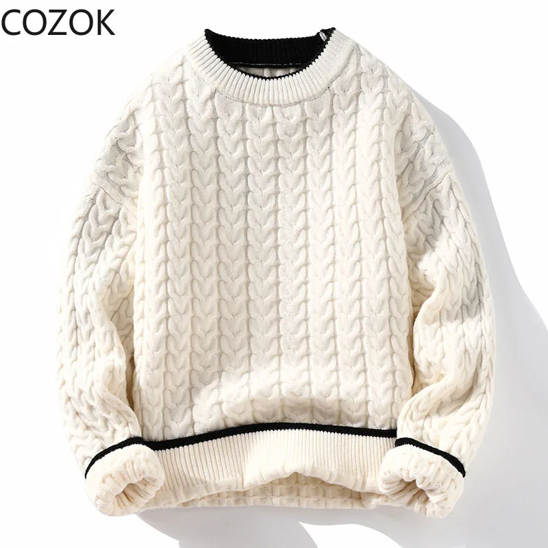 Winter Thick Warm Sweater Men O Neck Knitted Pullovers Fashion Loose Mens Knitwear Casual Sweaters Couple Knitting Pullover