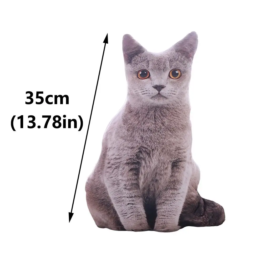 Plush Realistic 3D Cat Doll Cartoon Stuffed Simulation Cat Plushie Pillow Soft Kawaii Plush Animals Toy Cushion for Kids Girls