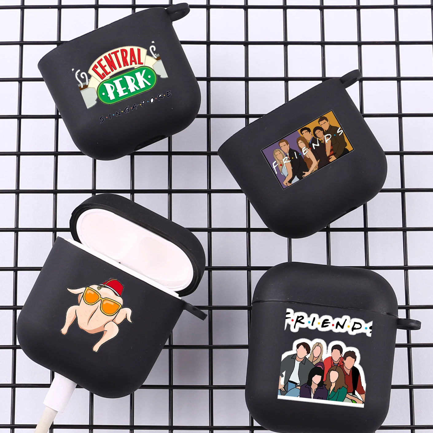 Central Perk ​Friends With Hook For Airpod Pro 3 Pro2 Black Protective Cover Silicone Case for Apple Airpods 2 1 Earphone Cases