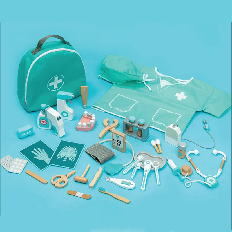Wooden Pretend Play Toy For Children Games Simulation Girls Gift Educational Game Doctor Career Nursing Kids Toys Accessories