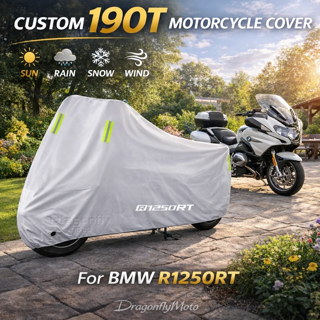 

Чехол для мотоцикла BMW R1250RT R 1250RT R1250 RT 2018-2020, серебристый, водонепроницаемый, защита от УФ-излучения, дождя, пыли, солнца, для использования на улице и в помещении