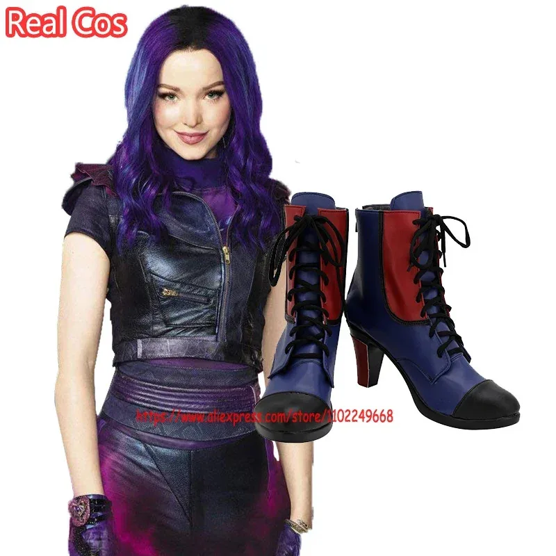 RealCos ผู้ใหญ่ Descendants3 Mar Evie คอสเพลย์รองเท้าส้นสูงปาร์ตี้ฮาโลวีนของขวัญวันเกิดอะนิเมะ Props รองเท้าผู้หญิง