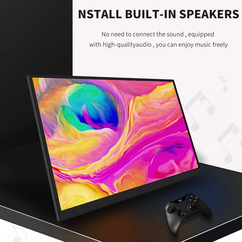 شاشة محمولة HGFRTEE مقاس 16 بوصة مقاس 16:10 RGB100% 300cd/m2 IPS شاشة ثانية لأجهزة MAC/الكمبيوتر المحمول/الكمبيوتر الشخصي/Xbox/PS5/Switch