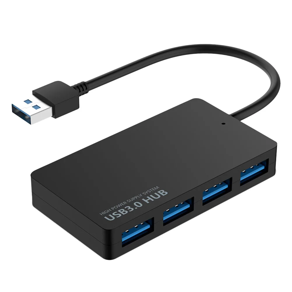 4 Port USB 3.0 Hub High Speed Data Expansion Hub for Laptop Desktop Tablet Plug and Play with LED Indicator Black