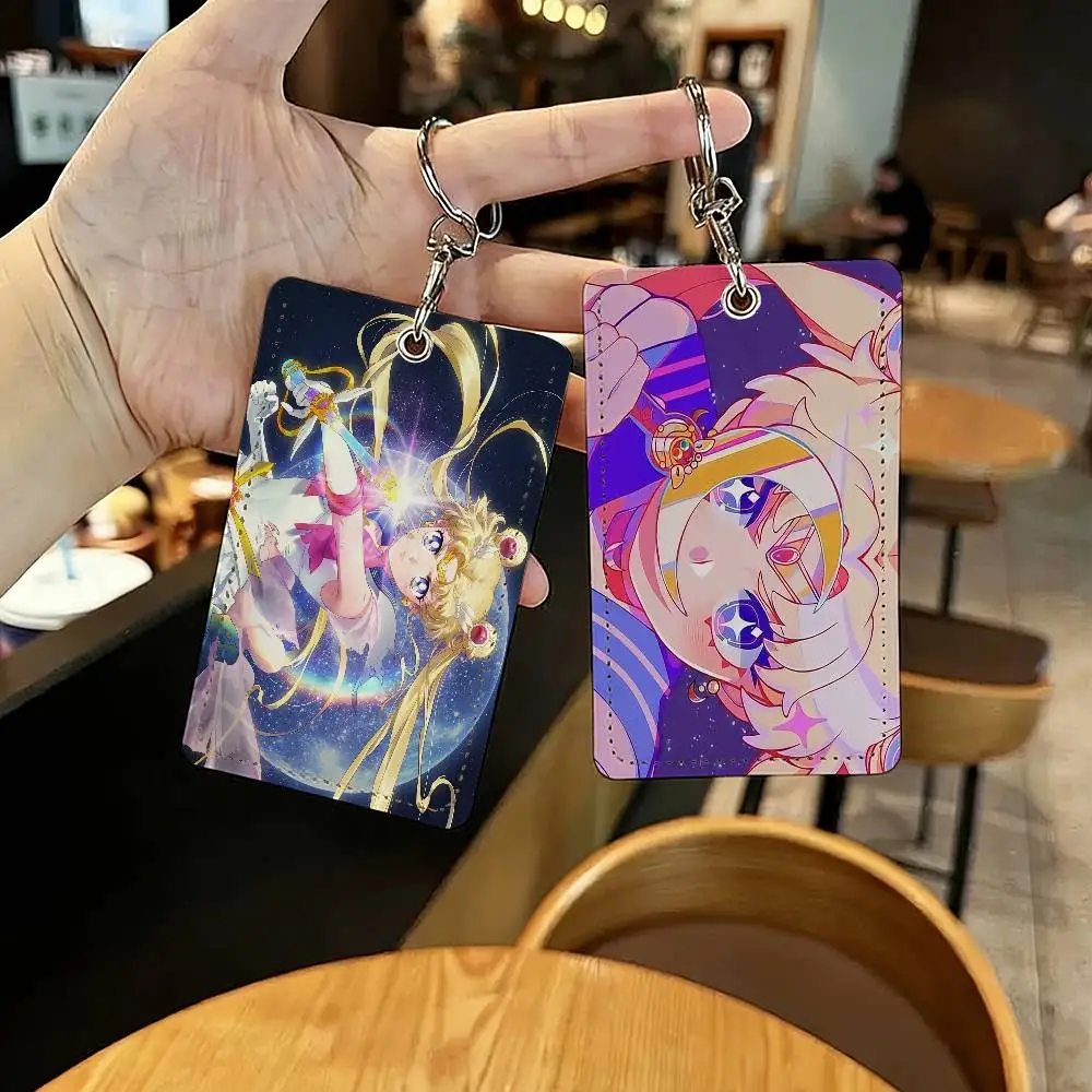 Anime S-Sailor M-Moon-S Card Holder Keychain Key Ring Door Lock Access Protective Case For Security Gift